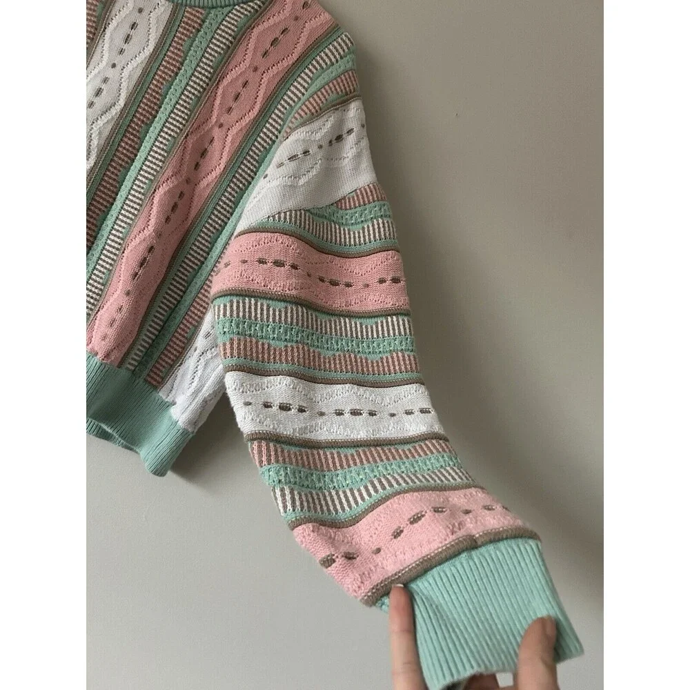 Cools Club Coogi Style Sweater Size 12 Groovy Unique Colorful Slightly Cropped - Picture 10 of 10